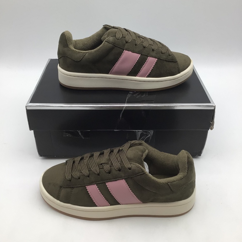 Madden Girl Nollie Olive Multi Pink Stripe Fashion Sneakers Womens Size 6 NEW